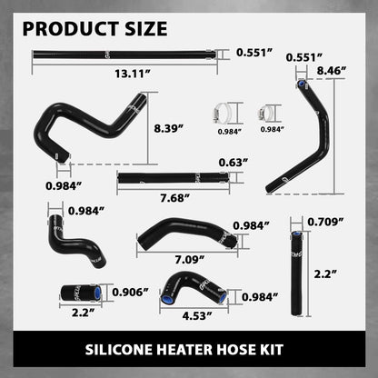 G-PLUS Silicone Heater Hose Kit Compatible with Toyota 4Runner 3.4L 1996-2002 W/Rear Heater Black