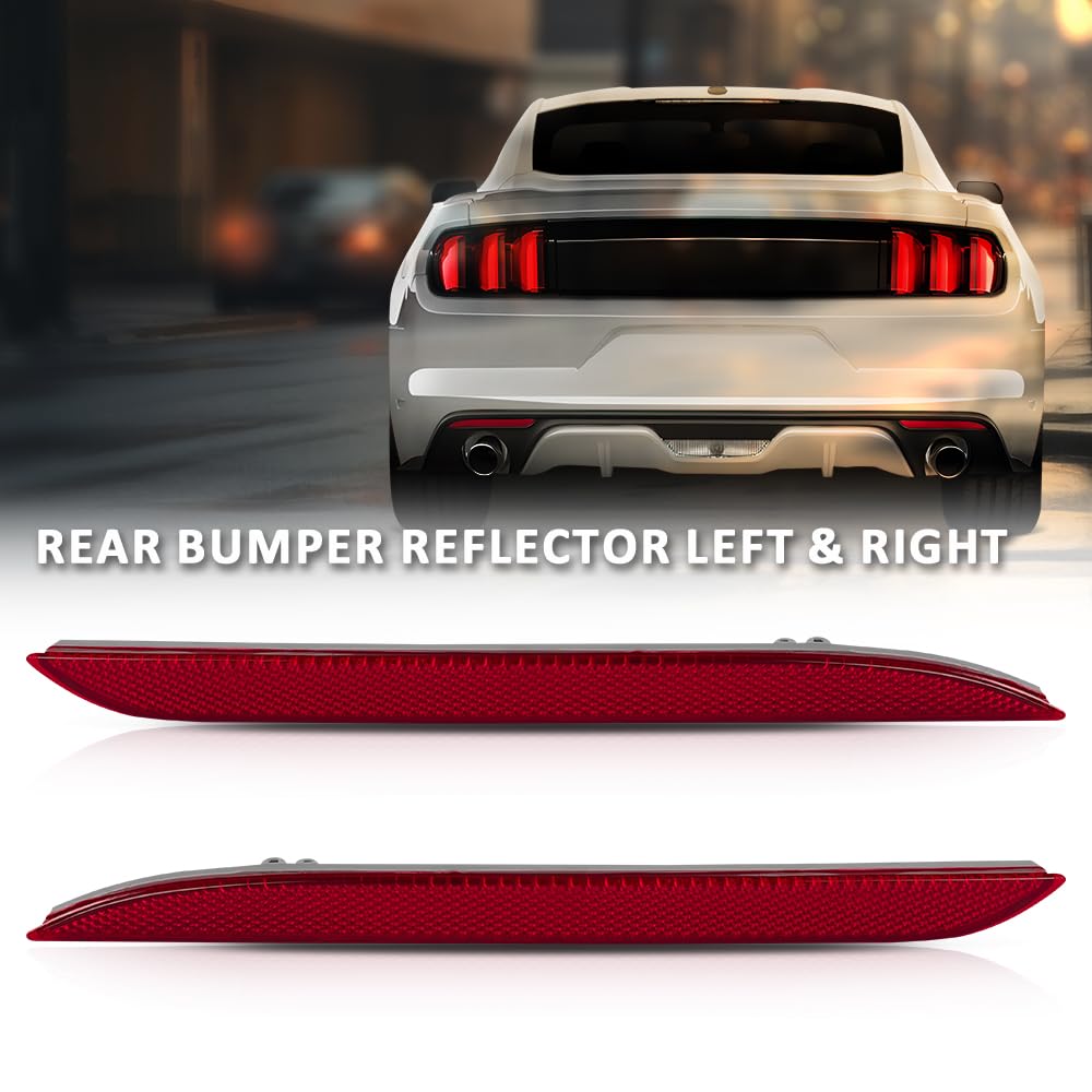 G-PLUS Pair Rear Bumper Reflector, Compatible with Ford Mustang EcoBoost 2015-2017, LH Driver & RH Driver Side 2PCS, FR3Z15A448A, FR3Z15A449A