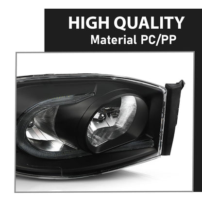G-PLUS LED Headlights Assembly Front Headlamps Pair Set Compatible with Dodge Ram 1500 2006-2008,Compatible with Dodge Ram 2500 3500 2006-2009 Clear Lens Black Housing Clear Reflector,faros delanteros