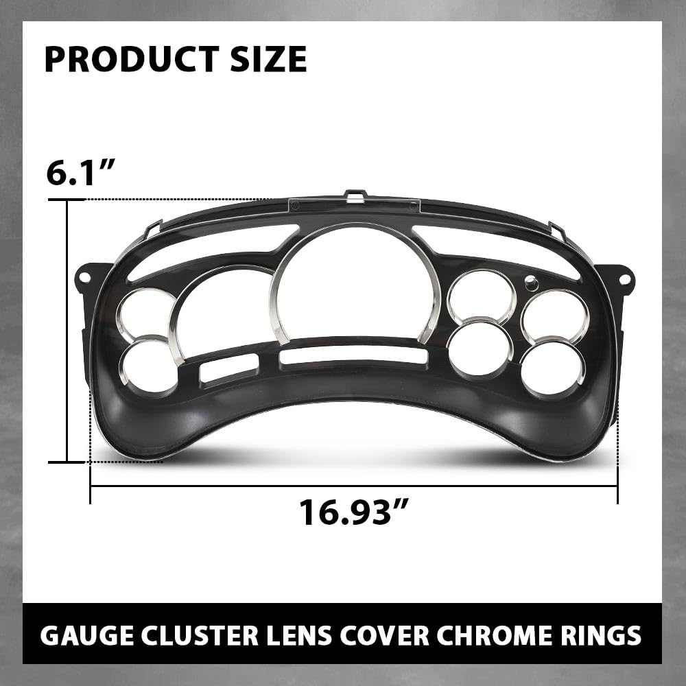 G-PLUS Gauge Cluster Lens Cover Chrome Rings Compatible with Chevy Silverado Avalanche Tahoe GMC Sierra Yukon Suburban 2003-2006