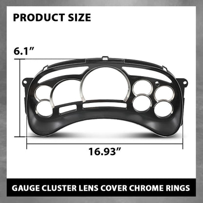 G-PLUS Gauge Cluster Lens Cover Chrome Rings Compatible with Chevy Silverado Avalanche Tahoe GMC Sierra Yukon Suburban 2003-2006