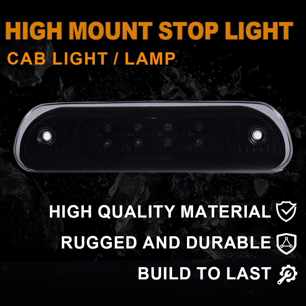G-PLUS LED Third 3rd Brake Cargo Light Compatible With 1999-2004 Grand Cherokee,Rear Roof Center High Mount Stop Tail Light Replacement (Black Housing Smoky Lens)