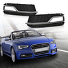 G-PLUS Front Bumper Fog Light Grille Grill Cover Black with Silver Ring Compatible with 2013-2016 Audi A5 S-Line/S5 (Facelift | LCI)/ Fit for First Generation/NOT Fit models with standard/RS bumper
