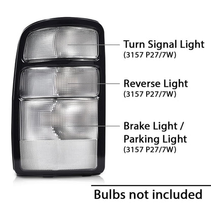 G-PLUS Tail Lights Assembly Compatible with Chevy Suburban 1500 2500 / Tahoe 2000-2006, Fit GMC Yukon 2000-2006 Left & Right Side Rear Brake Lamps, 15224279, Clear Lens