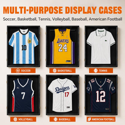 G-PLUS Jersey Frame Display Case,32" Jersey Shadow Box Lockable with UV Protection Acrylic and Hanger for Basketball Football Sport Shirt