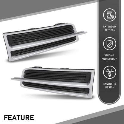 G-PLUS Bumper Grille Fog Light Cover Left & Right Side Compatible with Cadillac XTS 3.6L 2013-2017,Fit Models With Daytime Running Light 20901633, 20901632, GM1039149, GM1038149 Chrome Black