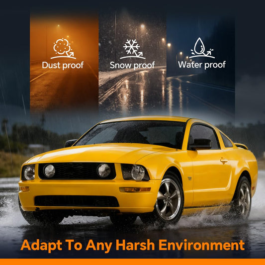 G-PLUS Headlights Assembly, Compatible with Ford Mustang 2005-2009 Left+Right Bumper Headlamps Clear Lens Black Housing Amber Reflector