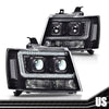 G-PLUS LED Tube Dual Projector Headlights, Compatible with 2007-2014 Chevy Tahoe/Suburban Bumper Headlamps Assembly, Clear Lens Black Housing Clear Reflector,faros delanteros