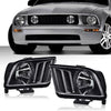 G-PLUS Headlights Assembly Compatible with Ford Mustang 2005-2009 4R3Z13008AA,4R3Z13008AB Bumper Headlamps Left & Right Clear Lens Black Housing Amber Reflector faros delanteros