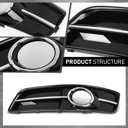 G-PLUS Front Fog Light Lamp Cover Grille Bezel Chrome Left+Right Compatible with Audi A3 2010-2013 8P0807681AA