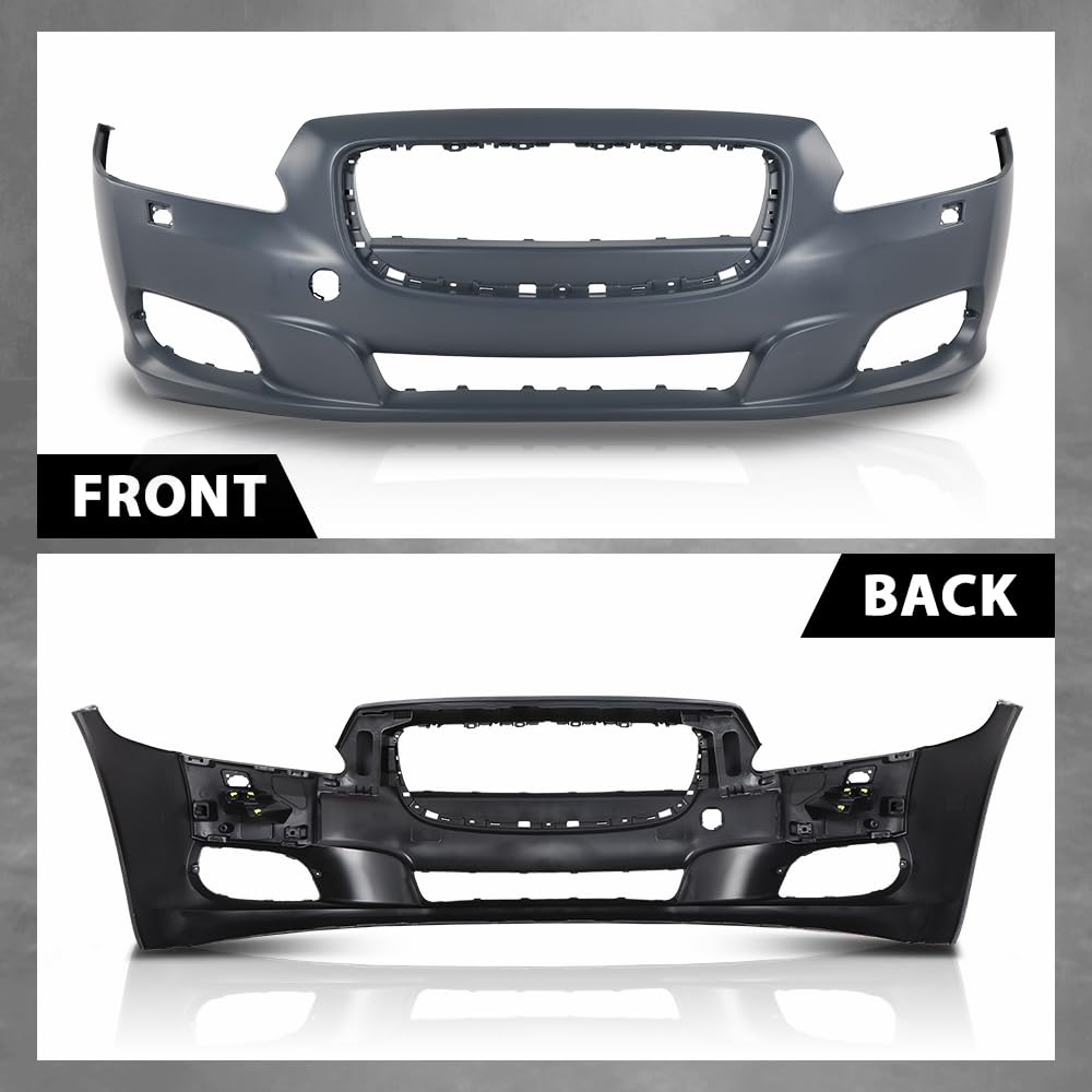G-PLUS Front Bumper Cover Compatible with Jaguar XJ 2011-2015, Fit Jaguar XJR (Submodel: Base, L) 2014 2015, w/o Parking Aid Sensor Holes, C2D5370XXX, JA1000148, Black