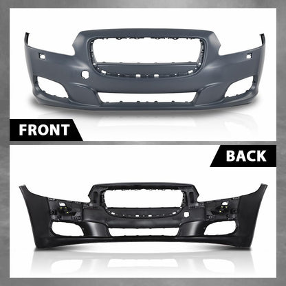 G-PLUS Front Bumper Cover Compatible with Jaguar XJ 2011-2015, Fit Jaguar XJR (Submodel: Base, L) 2014 2015, w/o Parking Aid Sensor Holes, C2D5370XXX, JA1000148, Black