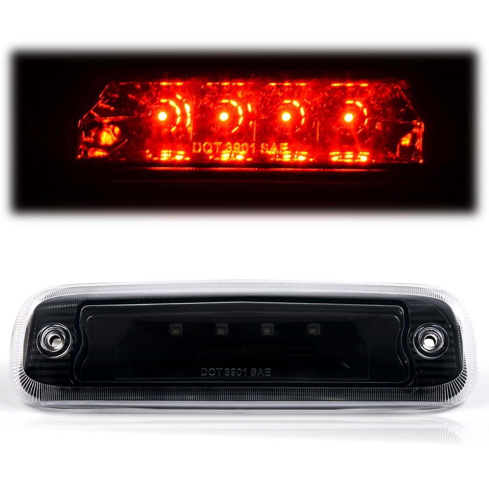 G-PLUS LED Third 3rd Brake Cargo Light Compatible With 1997 1998 1999 2000 2001 Cherokee, Rear Roof Center High Mount Stop Tail Light Replacement (Black Housing Clear Lens)