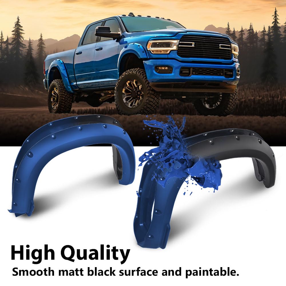 G-PLUS Fender Flares Modified Compatible with Chevy Silverado 1500 2019-2021 Not Fit GMC Sierra LD 2019 Pocket Rivet Wheel Opening Molding Arch Trim 4PCS Black
