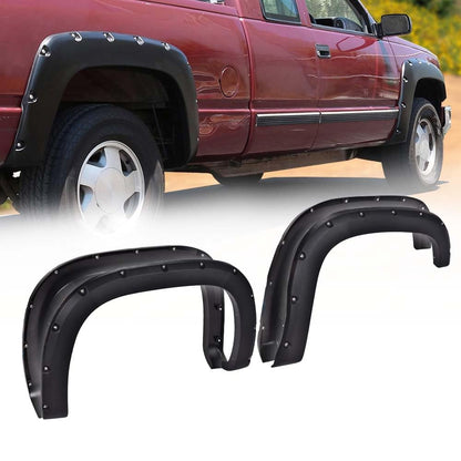 G-PLUS Fender Flares 4 PCS Textured Pocket Riveted Compatible with GMC Sierra 1500 2007-2013 Wheel Flares Protector Cover Trim