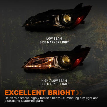 G-PLUS Headlights Projector Headlamp Pair Compatible with Toyota Camry 2015-2017 TO2503222, TO2502222, TO2503223, TO2502229, TO2503229 OEM Fit No Modification Needed Black