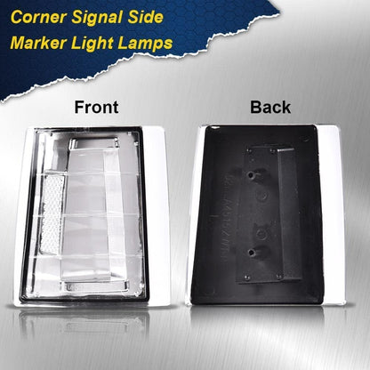 G-PLUS Corner Light Fit Chevy CK/C10 1500 2500 3500 2WD 1994-2000,（ONLY For Composite Headlights） Signal Side Marker Lamps Bumper Headlamps (Clear Lens Chrome Housing Clear Reflector),faros Assembly