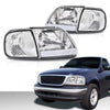 G-PLUS LED DRL Headlights & Corner Parking Lights Compatible with Ford Expedition 1997-2002, Fit Ford F150 1998-2003 Bumper Left & Right Headlamps Clear Lens Chrome Housing Clear Reflector