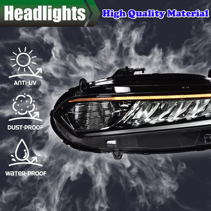 G-PLUS Headlights Assembly Compatible with 2018 2019 2020 Honda Accord Halogen High Beam Headlamps Chrome Signal Headlights (Black Passenger & Driver Side(Left+Right)), faros delanteros