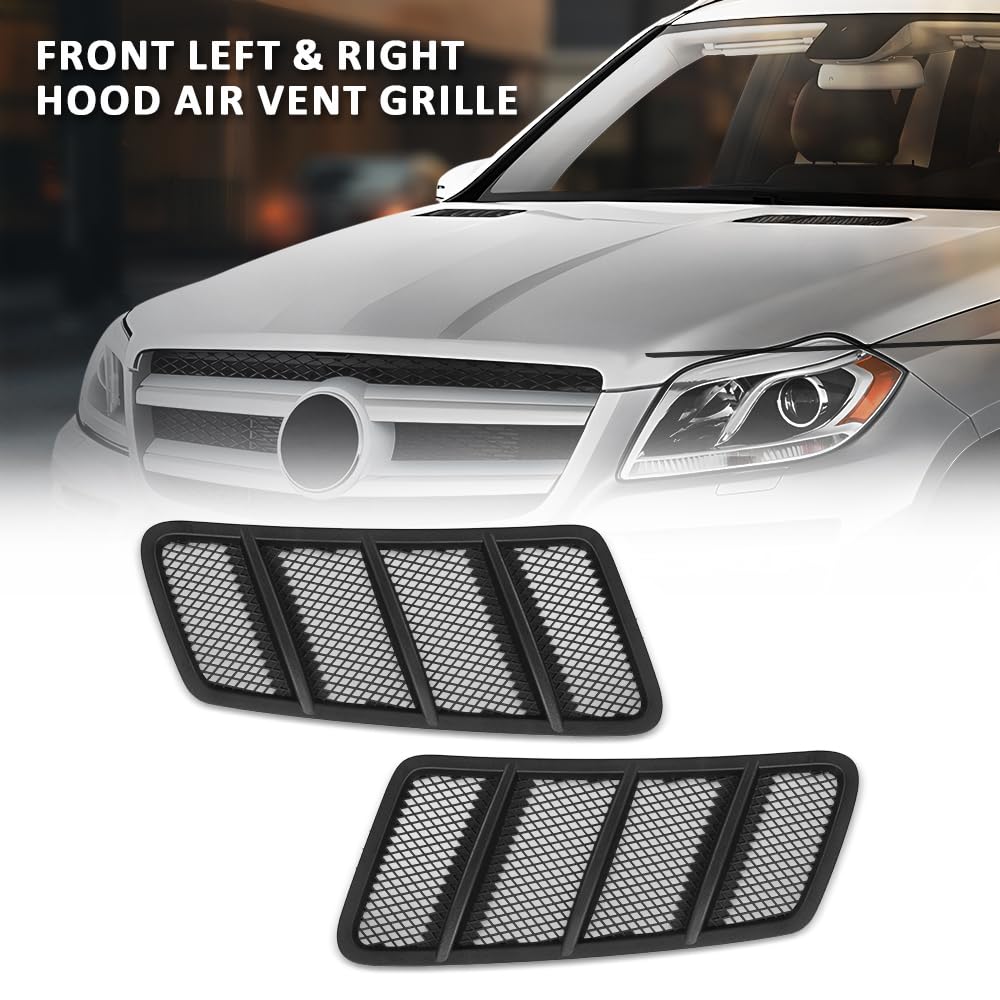 G-PLUS Front Hood Air Vent Grille Pair, Compatible with Benz W166 GL GL350 GL450 GL550 GL63 AMG ML ML350 ML550 ML63 AMG 2012-2015, LH Driver & RH Passenger Side 2PCS, 1668800105, 1668800205