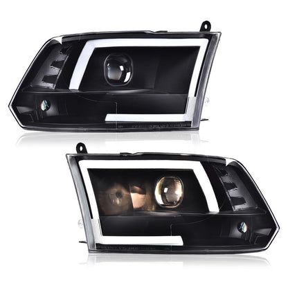 G-PLUS LED DRL Headlights Fit Dodge Ram 1500 2500 3500 2009-2012(New Body), Not Fit Dual Beam, Clear Lens Black Housing Clear Reflector Bumper Headlamps, faros delanteros Assembly