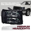 G-PLUS Headlights Assembly Compatible with GMC Sierra 1500 2007-2013 /Fit GMC Sierra 2500HD 3500HD 2007-2014 Headlamps Left and Right Smoky Lens Black Housing Clear Reflector,faros delanteros