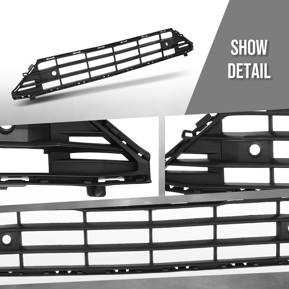 G-PLUS Front Bumper Lower Grille Center Grill Compatible with Volvo XC60 2018-2021 VO1036107, 31425175 Black