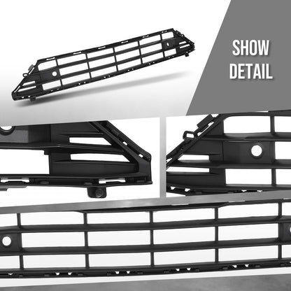 G-PLUS Front Bumper Lower Grille Center Grill Compatible with Volvo XC60 2018-2021 VO1036107, 31425175 Black