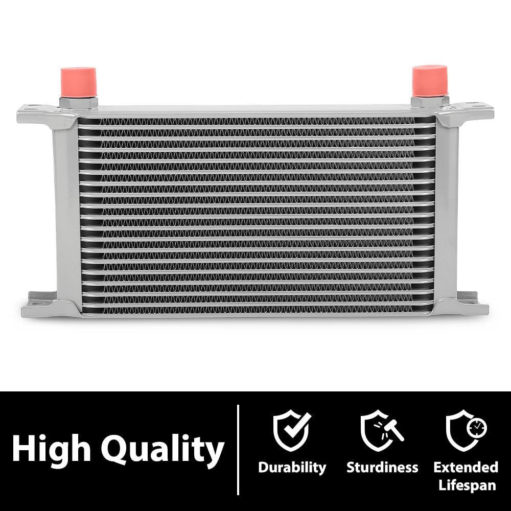G-PLUS Universal Racing Aluminum Engine Transmission Oil Cooler 19 Row English-style AN10-10AN Silver T-6061 Aluminum