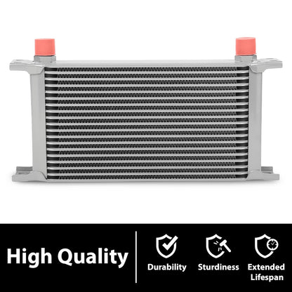G-PLUS Universal Racing Aluminum Engine Transmission Oil Cooler 19 Row English-style AN10-10AN Silver T-6061 Aluminum