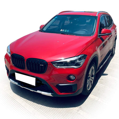 Front Kidney Grille Replacement For BMW X1 F48 F49 2016-2020 Double Line Glossy Black Grill One Pair