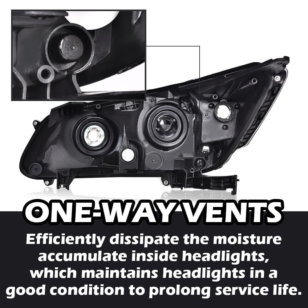 G-PLUS One Right Passenger Side Headlight Compatible with Honda Accord 2013 2014 2015 Headlamp Halogen Clear Lens Black Housing Amber ReflectorBumper Headlamps,faros delanteros