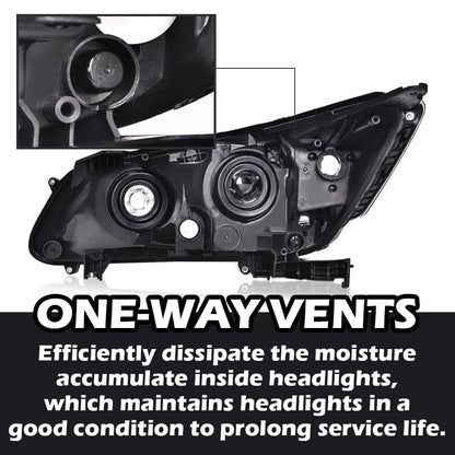 G-PLUS One Right Passenger Side Headlight Compatible with Honda Accord 2013 2014 2015 Headlamp Halogen Clear Lens Black Housing Amber ReflectorBumper Headlamps,faros delanteros