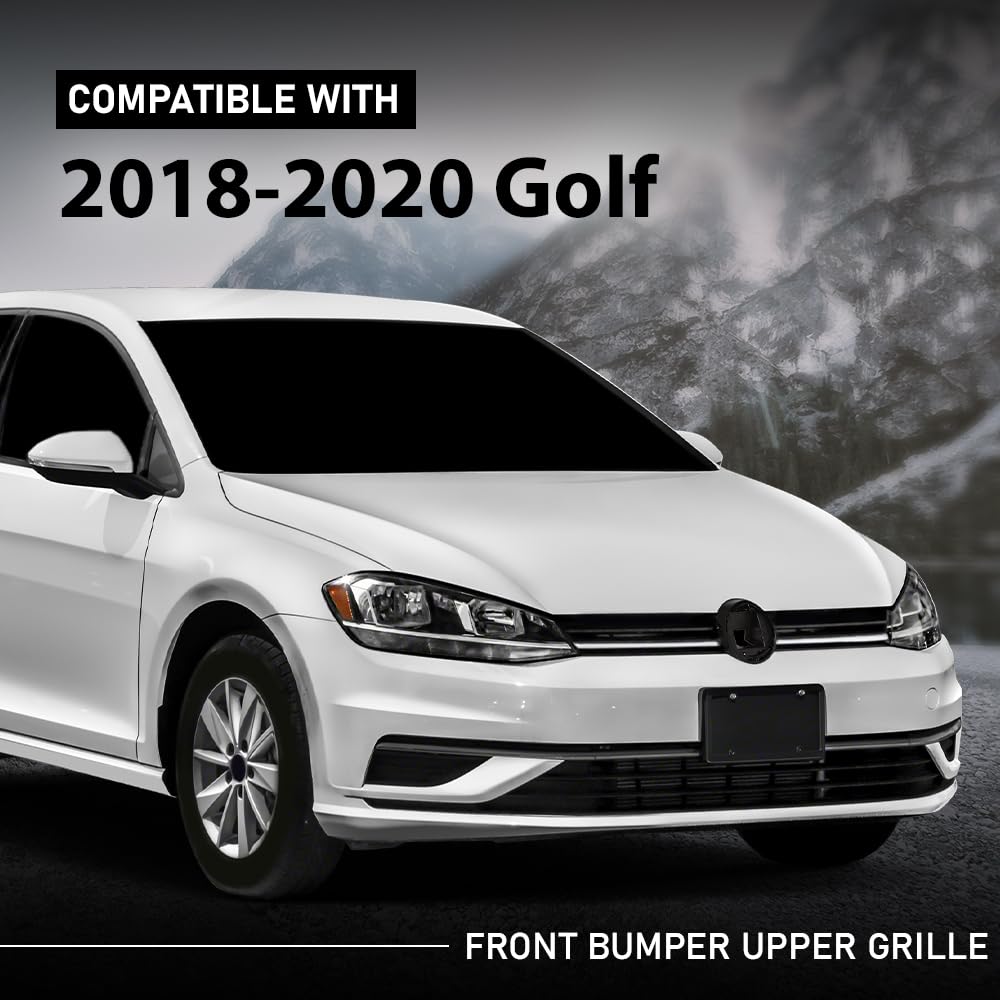 G-PLUS Front Grille Grill Compatible with Volkswagen Golf 2018-2020 5GM853651AFZLL, VW1200176 Black