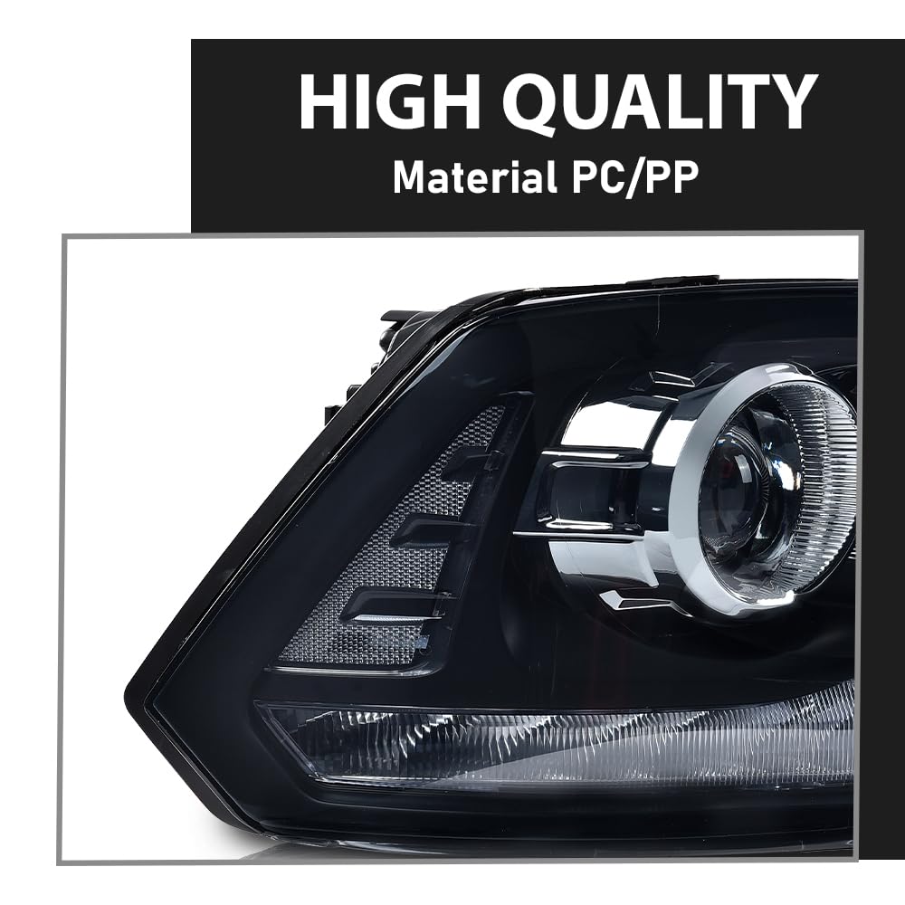 G-PLUS LED Projector Headlights Assembly Compatible with Dodge Ram 1500 2500 3500 2009-2012, Headlight Bar Plank Style, Smoky Lens Black Housing Clear Reflector