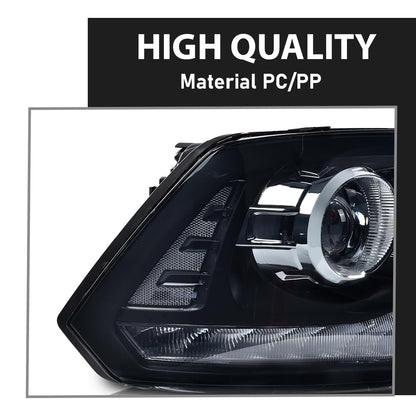 G-PLUS LED Projector Headlights Assembly Compatible with Dodge Ram 1500 2500 3500 2009-2012, Headlight Bar Plank Style, Smoky Lens Black Housing Clear Reflector