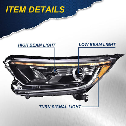 G-PLUS Headlights Assembly, Compatible with 2017 2018 2019 Honda CRV CR-V Left Bumper Headlamp, Clear Lens Black Housing Amber ReflectorBumper Headlamps,faros delanteros