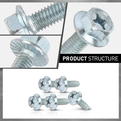 G-PLUS 100 License Plate Screws Compatible with Most Vehicles,#14x 3/4" (#1620), Hex/Phillips/Flat