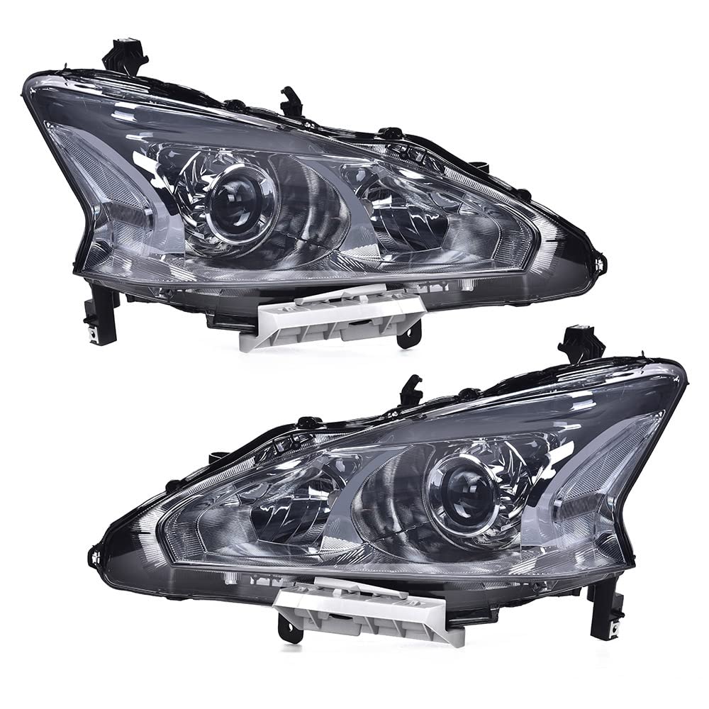G-PLUS Headlights Assembly, Compatible with 2013 Nissan Altima Bumper Headlamps, Smoky Lens Chrome Housing Clear Reflector