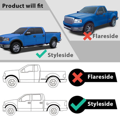 G-PLUS 4PCS Fender Flares Compatible with Ford F150 2004-2008 66.0" / 67.0" / 78.0" / 96.0" Bed Length (Not Fit Heritage Models), Wheel Opening Molding Textured Factory Style