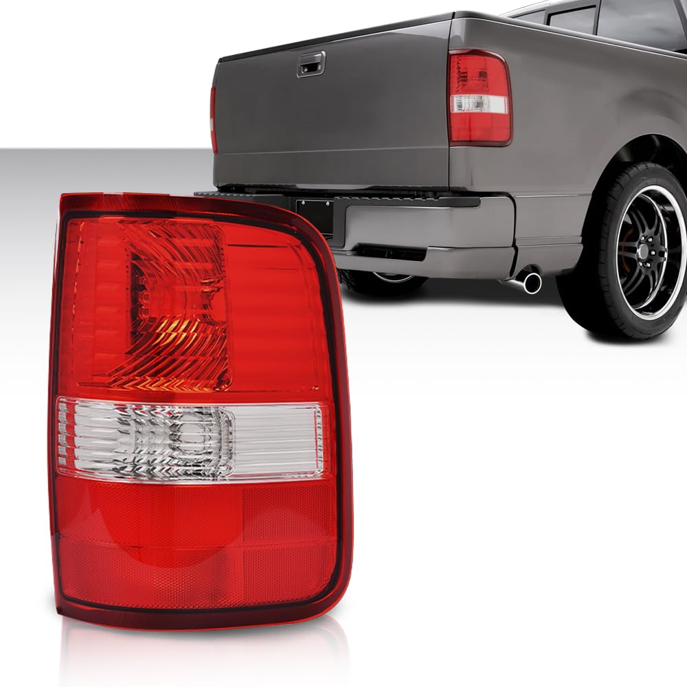 G-PLUS Tail Lights Tail Lamp Assembly w/o Bulbs Compatible with Ford F150 King Ranch, Lariat, XL 2004 2005 2006 Right Side luces traseras faros traseros 6L3Z13404BA, FO2801182 Red Lens
