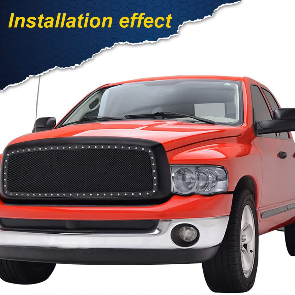 G-PLUS Headlights Assembly, Compatible with 2002 2003 2004 2005 Dodge Ram 1500 2500 3500 bumper Headlamp, Smoky lens Chrome Housing Clear Reflector