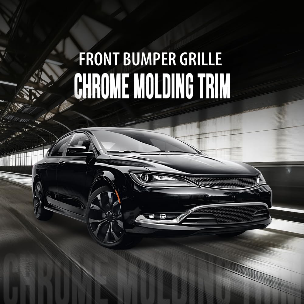 G-PLUS Front Center Bumper Trim Compatible with Chrysler 200 (submodel: C, Limited, LX, S) 2015-2017 68203029AB CH1044120 Chrome
