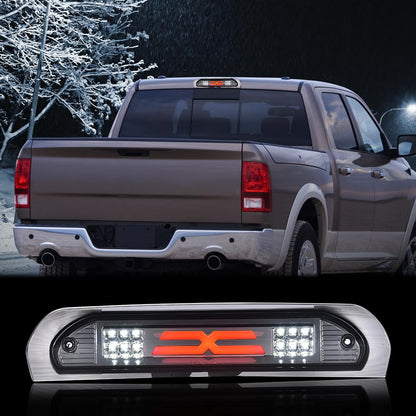G-PLUS LED Third Brake Light Compatible With 02-09 Dodge RAM, 3RD LED Bar Brake/Cargo Light,Type X (Smoky lens Chrome Housing Amber Reflector)