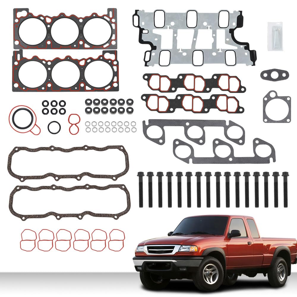 G-PLUS Head Gasket Set Bolts Compatible with Ford Explorer Ranger 4.0L 1997-2000/Fit Mazda B4000 4.0L 1997-2000/Fit Ford Aerostar 4.0L 1997 HS9081PT-1 ES72794