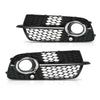 G-PLUS Front Bumper Fog Light Grill Grille Cover w/Silver Ring Compatible with Audi SQ5 / Q5 S-Line 2013-2017 8R0807681M, 8R0807682J