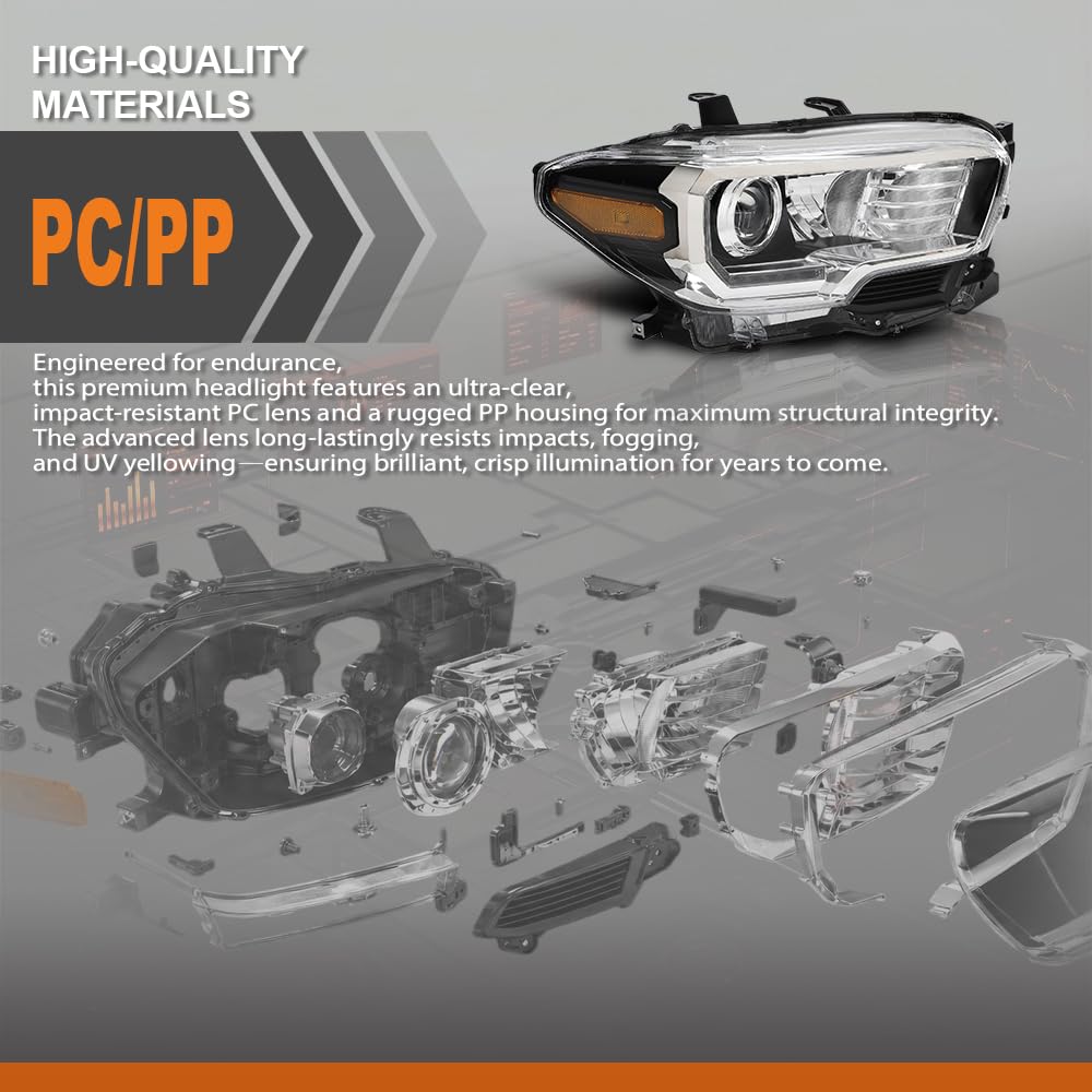 G-PLUS LED Headlight Assembly Right Side w/LED Daytime Running Compatible with Toyota Tacoma 2016-2023 81150-04270, TO2502244 OEM Fit Standard White