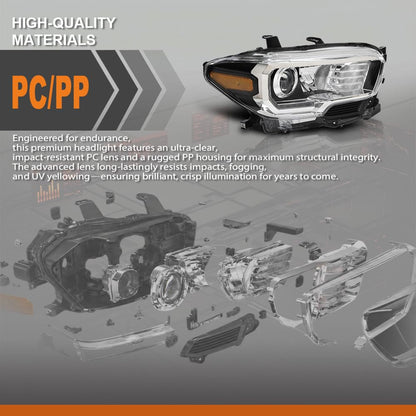 G-PLUS LED Headlight Assembly Right Side w/LED Daytime Running Compatible with Toyota Tacoma 2016-2023 81150-04270, TO2502244 OEM Fit Standard White