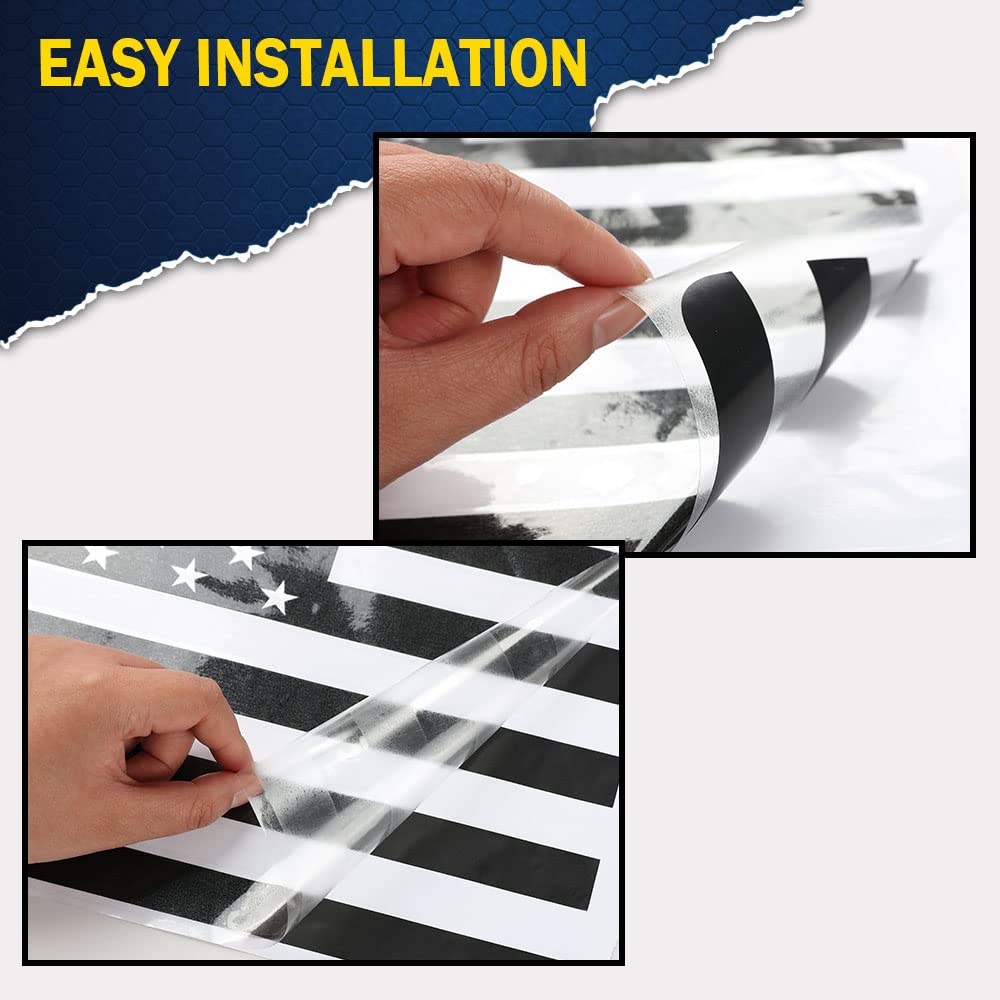G-PLUS Rear Middle Window American Flag Decal Sticker Compatible with 2015-2021 F150/250/350 (Black),Window Glass Flag Vinyl Sticker Exterior Accessories
