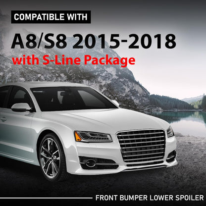 G-PLUS Front Bumper Cover Lower Spoiler Molding Trim, Compatible with Audi A8 & S8 2015-2018 W/S-Line Package, Silvery, AU40807110, 4H0807110C